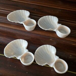 Vintage seashell shrimp cocktail dish trinket tray light pink shell  MCM coastal